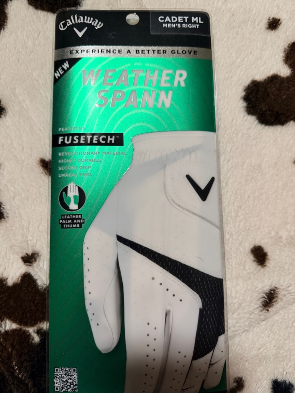 Callaway Men’s Weather Spann Golf Glove White with Black Accents
